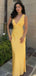 Sexy V-neck Sleeveless Mermaid Satin Long Prom Dresses For Party, PG881