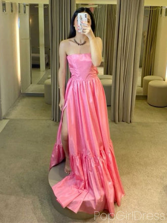 Soft Sweetheart Sleeveless A-line Satin Long Prom Dresses For Party, PG907