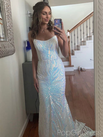Shiny Sweetheart Sleeveless Mermaid Sequin Long Prom Dresses For Party, PG873