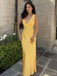Sexy V-neck Sleeveless Mermaid Satin Long Prom Dresses For Party, PG881