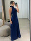 Formal Halter Sleeveless Mermaid Satin Long Prom Dresses For Party, PG797