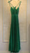 Sexy Spaghetti Strap Sleeveless Mermaid Satin Long Prom Dresses For Party, PG864