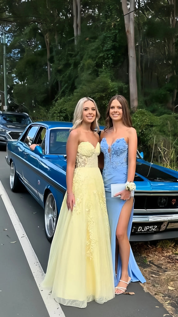 Elegant Sweetheart Sleeveless A-line Lace Long Prom Dresses For Party, PG848
