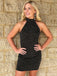 Sexy Halter Sleeveless Short Black Mermaid Homecoming Dresses For Party, PGH182