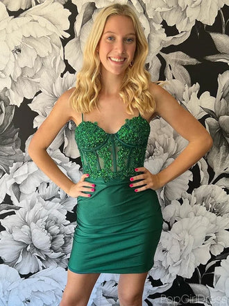 Sexy Spaghetti Strap Sleeveless Short Lace Mermaid Homecoming Dresses For Party, PGH183
