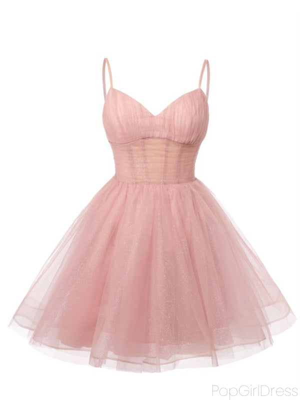 Sexy Spaghetti Strap Sleeveless Short A-line Tulle Homecoming Dresses For Party, PGH219