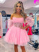 Elegant Off-shoulder Short A-line Tulle Homecoming Dresses For Party, PGH156