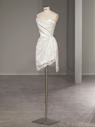 Elegant Sweetheart  Sleeveless Mermaid Short White Homecoming Dresses With Detachable Trailing, PGH02