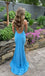 Sexy Spaghetti Strap Sleeveless Mermaid Satin Long Prom Dresses For Party, PG1021
