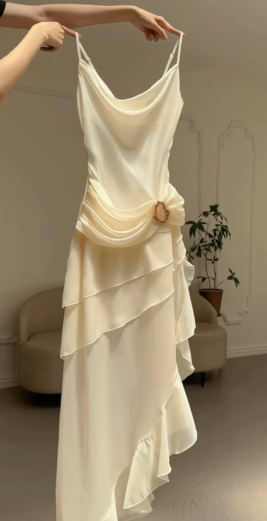 Soft Spaghetti Strap Sleeveless Mermaid Chifffon Long Prom Dresses For Party, PG1018