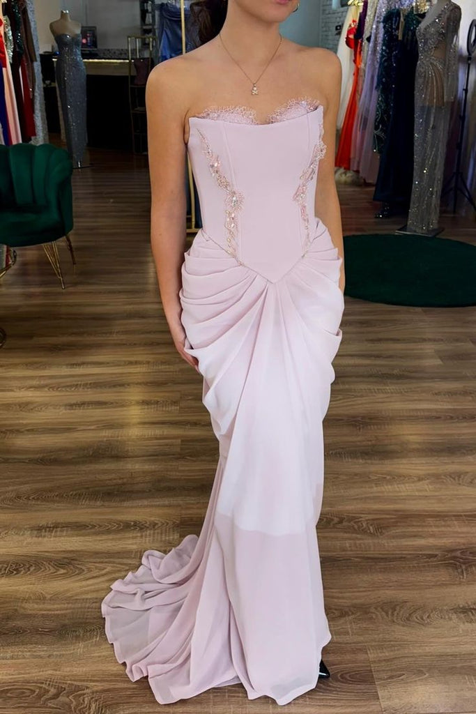Soft Sweetheart Sleeveless Mermaid Chiffon Long Prom Dresses For Party, PG1025