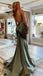 Sexy Spaghetti Strap Sleeveless Mermaid Satin Long Prom Dresses For Party, PG749