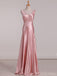 Soft V-neck Sleeveless Mermaid Satin Long Prom Dresses For Party, PG734