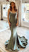 Sexy Spaghetti Strap Sleeveless Mermaid Satin Long Prom Dresses For Party, PG749