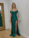 Sexy Off-shoulder Sleeveless Mermaid Satin Long Prom Dresses With Trailing For Party, PG301