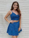 Sexy Spaghetti Strap V-neck Short Sleeveless Lace A-line Homecoming Dresses For Party, PGH313