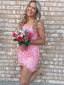 Sexy Sweetheart Sleeveless Short Mermaid Pink Lace Homecoming Dresses For Party, PGH261