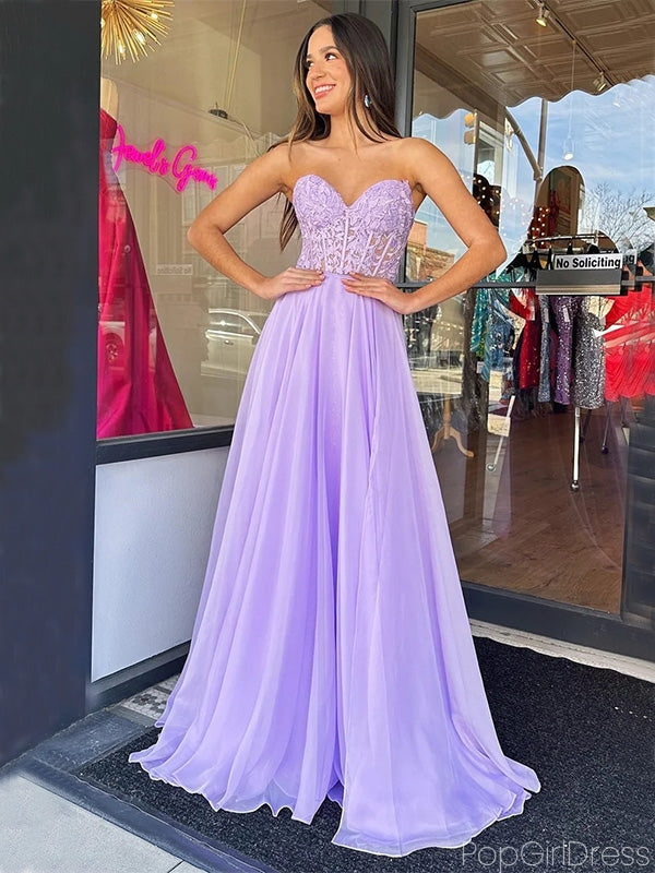 Elegant Sweetheart Sleeveless A-line Chiffon Long Prom Dresses For Party, PG253