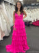 Elegant V-neck Spaghetti Strap Sleeveless A-line Long Prom Dresses For Party, PG205