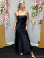 Sexy Spaghetti Strap Black Sleeveless Mermaid Satin Long Prom Dresses For Party, PG257