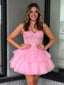 Unique Sweetheart Short A-line Tulle Pink Homecoming Dresses For Party, PGH157