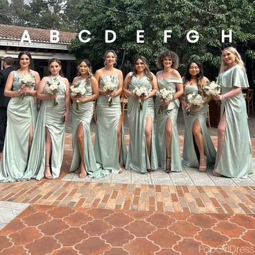 Sexy Mismatched Sleeveless Mermaid Bridesmaid Dresses With Side Split For Wedding Party, PGB100