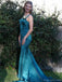 Sexy Square Sleeveless Mermaid Satin Long Prom Dresses With Trailing For Party, PG272