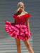 Elegant Off-shoulder Short Sleeveless Satin A-line Homecoming Dresses For Party, PGH318