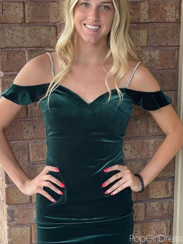 Sexy Off-shoulder Short Sleeveless Velvet Mermaid Homecoming Dresses For Party, PGH334