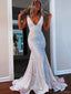 Sexy V-neck Sleeveless Mermaid Sequin Long Prom Dresses With Trailing For Party, PG186