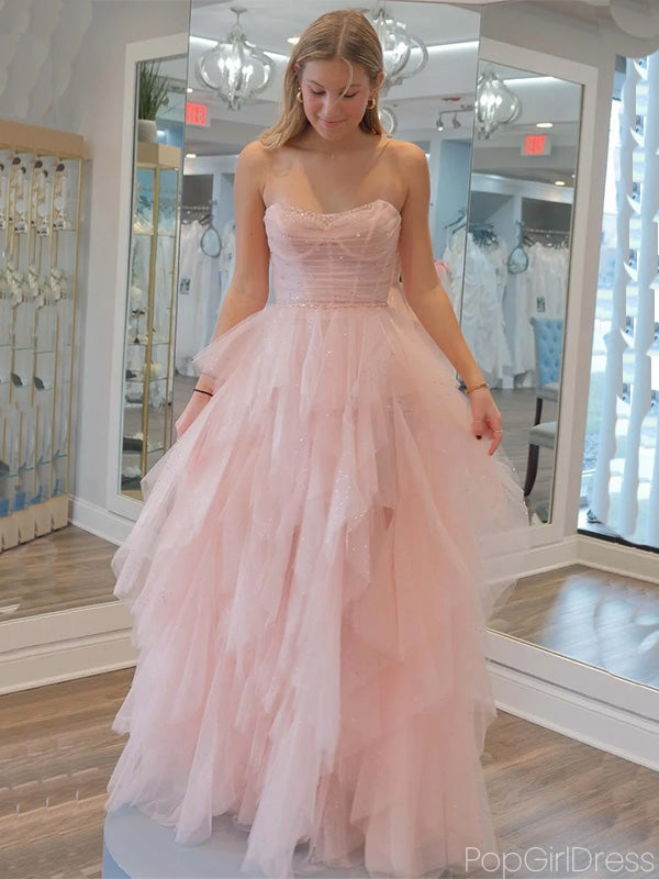 Elegant Sweetheart Sleeveless Pink A-line Long Prom Dresses For Party, PG206