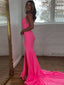 Sexy V-neck Sleeveless Mermaid Long Prom Dresses With Trailing For Party, PG174