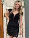 Sexy V-neck Cap Sleeve Short Mermaid Black Homecoming Dresses For Party, PGH174