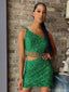 Sexy One-shoulder Sleeveless Short Mermaid Sequin Homecoming Dresses For Party, PGH266