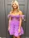 Elegant Off-shoulder Sleeveless Short Tulle A-line Homecoming Dresses For Party, PGH190