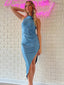 Simple Halter Sleeveless Short Mermaid Satin Homecoming Dresses For Party, PGH235