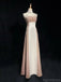 Unique Spaghetti Strap Sleeveless A-line Satin Long Prom Dresses For Party, PG295