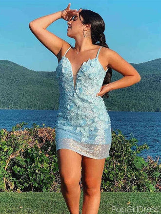 Sexy Spaghetti Strap Sleeveless Short Mermaid Lace Homecoming Dresses For Party, PGH291