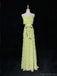 Simple Spaghetti Strap Sleeveless A-line Satin Long Prom Dresses For Party, PG299