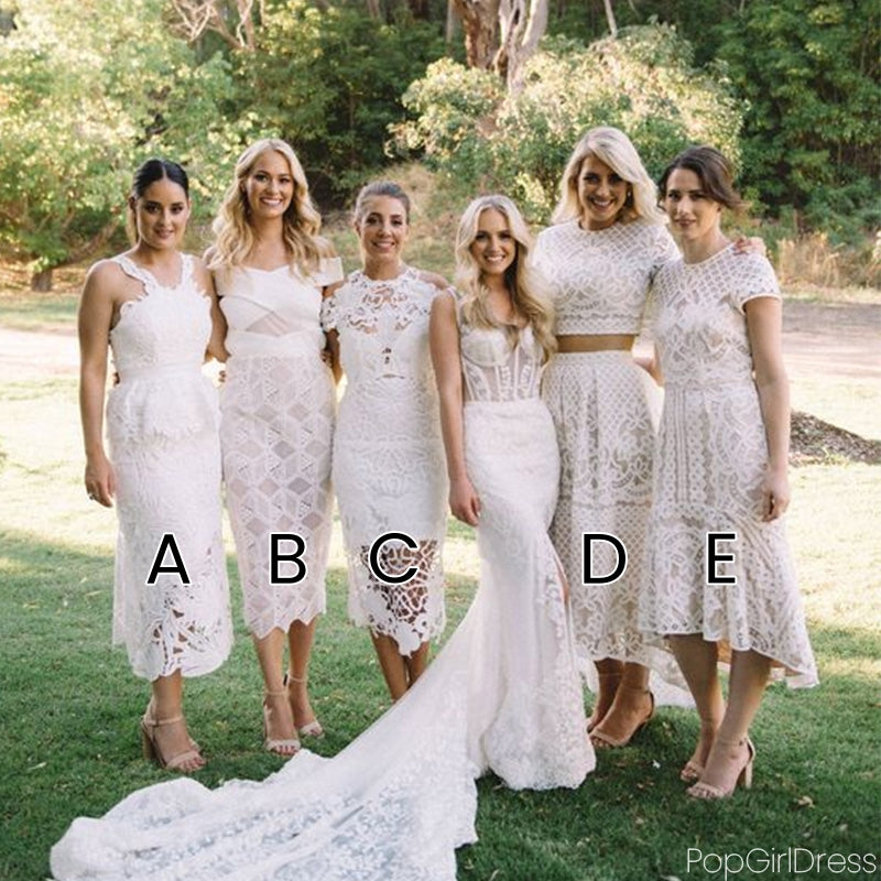 Sexy Mismatched Sleeveless Mermaid Long Lace Bridesmaid Dresses For Wedding Party, PGB39