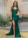 Sexy V-neck Sleeveless Mermaid Satin Long Prom Dresses With Trailing For Party, PG215