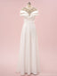 Elegant Off-shoulder Sleeveless A-line Satin White Long Prom Dresses For Party, PG219