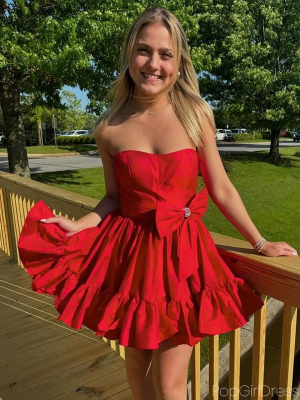 Sexy Sweetheart Sleeveless A-line Satin Short Homecoming Dresses For Party, PGH360