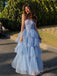 Elegant Sweetheart Sleeveless A-line Tulle Ruffles Long Prom Dresses For Party, PG308