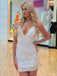 Shiny Spaghetti Strap V-neck Sleeveless Short Sequin Mermaid Homecoming Dresses For Party, PGH160