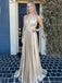 Elegant Spaghetti Strap V-neck Sleeveless A-line Satin Long Prom Dresses For Party, PG256