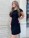 Sexy High Short Cap Sleeve Satin Black Mermaid Homecoming Dresses For Party, PGH336