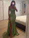 Sexy Green Spaghetti Strap Sleeveless Mermaid Side Slit Long Prom Dress Ideas, Evening Party Dresses , PG1029