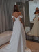 Elegant White Off-Shoulder A-Line Long Wedding Dresses With Sweep Trailing,PGW29