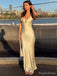 Soft Spaghetti Strap Sleeveless Mermaid Satin Long Prom Dresses For Party, PG397